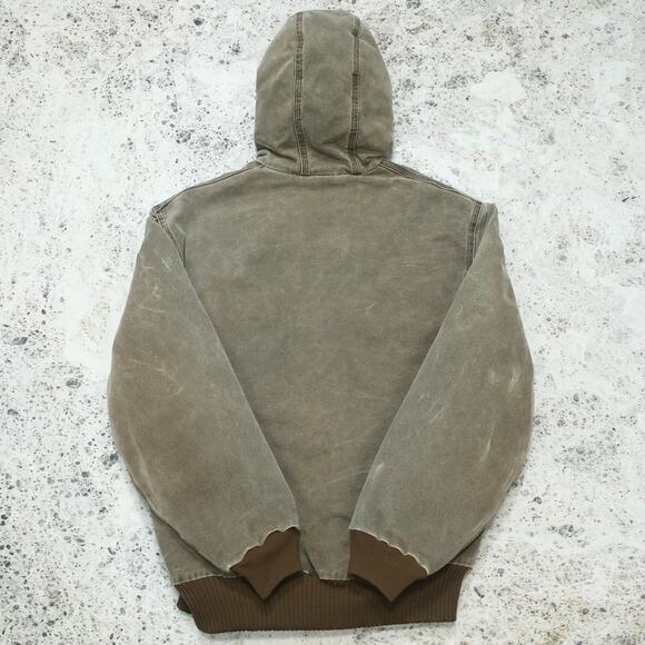 Vintage Carhartt J130 CHT Chestnut Faded Brown Hooded Jacket Size Medium - Picture 5 of 16